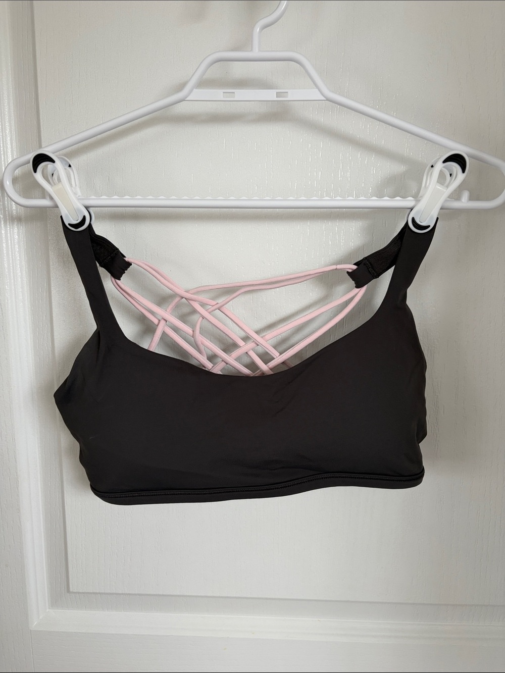 lululemon athletica Black Sports Bra with Light Pink Strappy Back